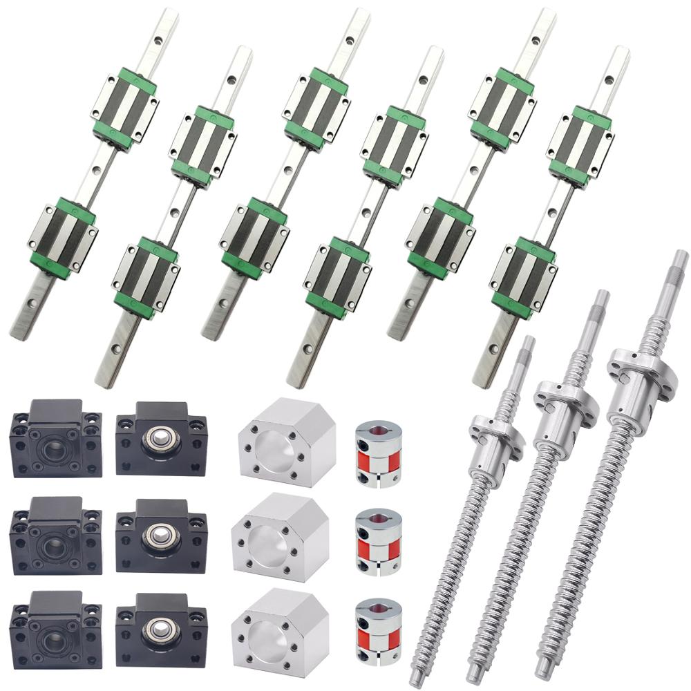 Hgr20 Linear Guide Rail Ballscrew Set - Quadratische Linearführungssätze HGR20-400/700/1000 mm 3-teilige Kugelumlaufspindel