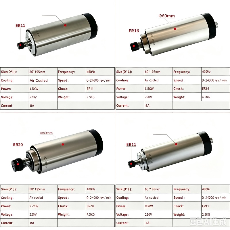 CNC Luftgekühlter 800W 1500W 2 – Er20 Collet Chuck Spindle Motor 220V Bewertung und Preis